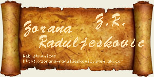 Zorana Raduljesković vizit kartica